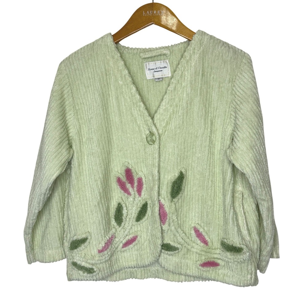 House of Chenille Bed Jacket Green Medium